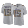 Choea MN.Vikings #15 Dallas Turner Player Gray Atmosphere Fashion Home Game Stitched Jerseys
