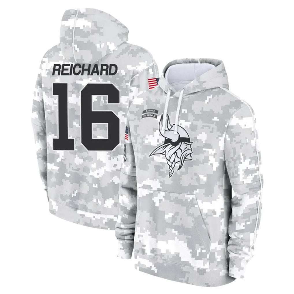 Choea MN.Vikings #16 Will Reichard Player Arctic Camo Salute to Service Pullover Hoodies Limited Game Stitched Jerseys