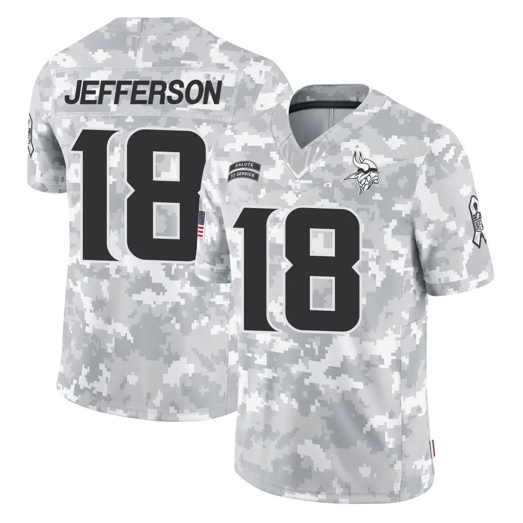 Choea MN.Vikings #18 Justin Jefferson Player Arctic Camo Salute To Service Limited Game Stitched Jerseys