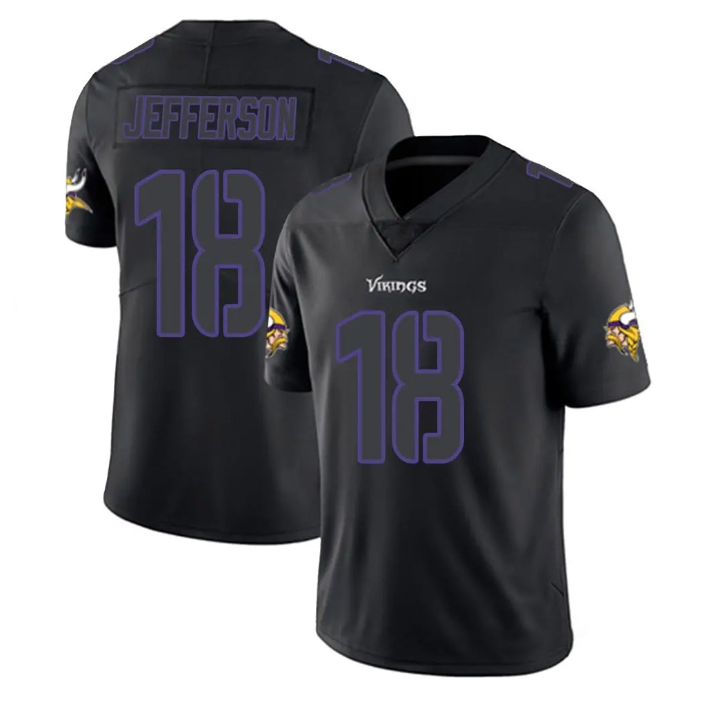 Choea MN.Vikings #18 Justin Jefferson Player Black Impact LImited Home Game Stitched Jerseys