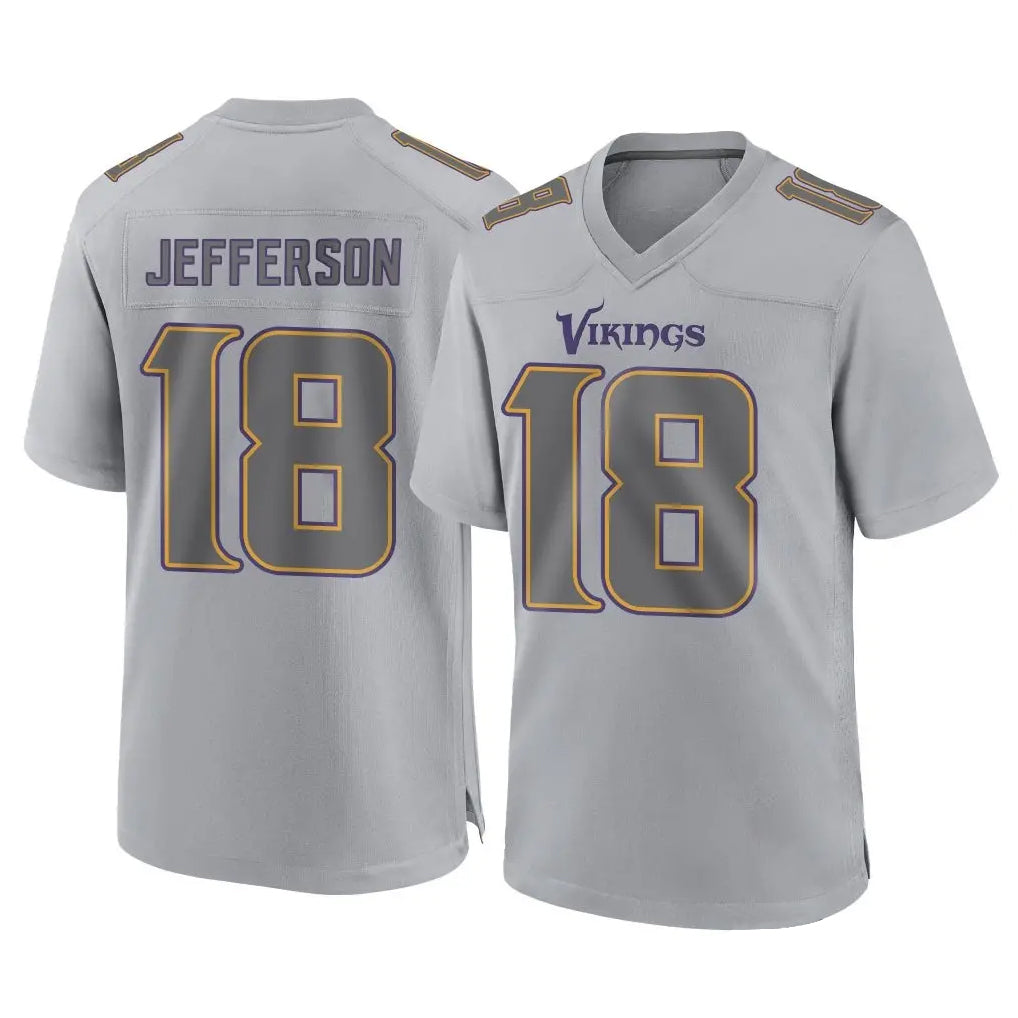 Choea MN.Vikings #18 Justin Jefferson Player Gray Atmosphere Fashion Home Game Stitched Jerseys