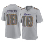 Choea MN.Vikings #18 Justin Jefferson Player Gray Atmosphere Fashion Home Game Stitched Jerseys