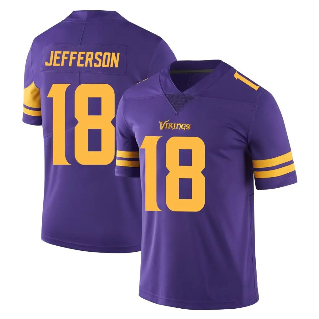 Choea MN.Vikings #18 Justin Jefferson Player Purple Limited Color Rush Home Game Stitched Jerseys