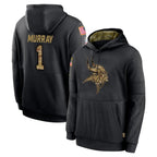 Choea MN.Vikings #1 Kyler Murray Player Black Salute to Service Hoodies Limited Game Stitched Jerseys