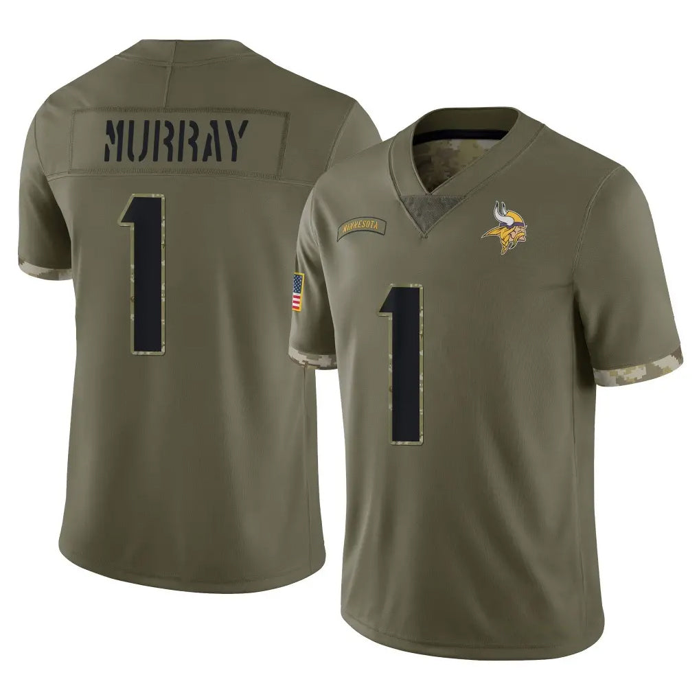 Choea MN.Vikings #1 Kyler Murray Player Olive Salute To Service Limited Stitched Jerseys
