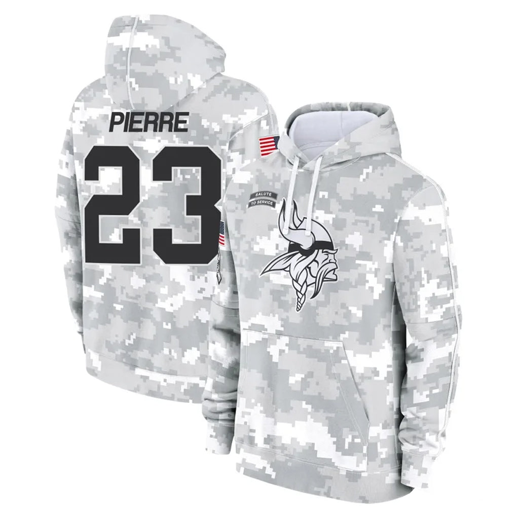 Choea MN.Vikings #23 James Pierre Player Arctic Camo Salute to Service Pullover Hoodies Limited Game Stitched Jerseys
