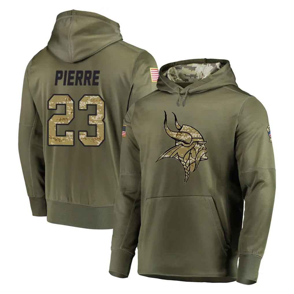 Choea MN.Vikings #23 James Pierre Player Olive Salute to Service Pullover Hoodies Home Game Stitched Jerseys