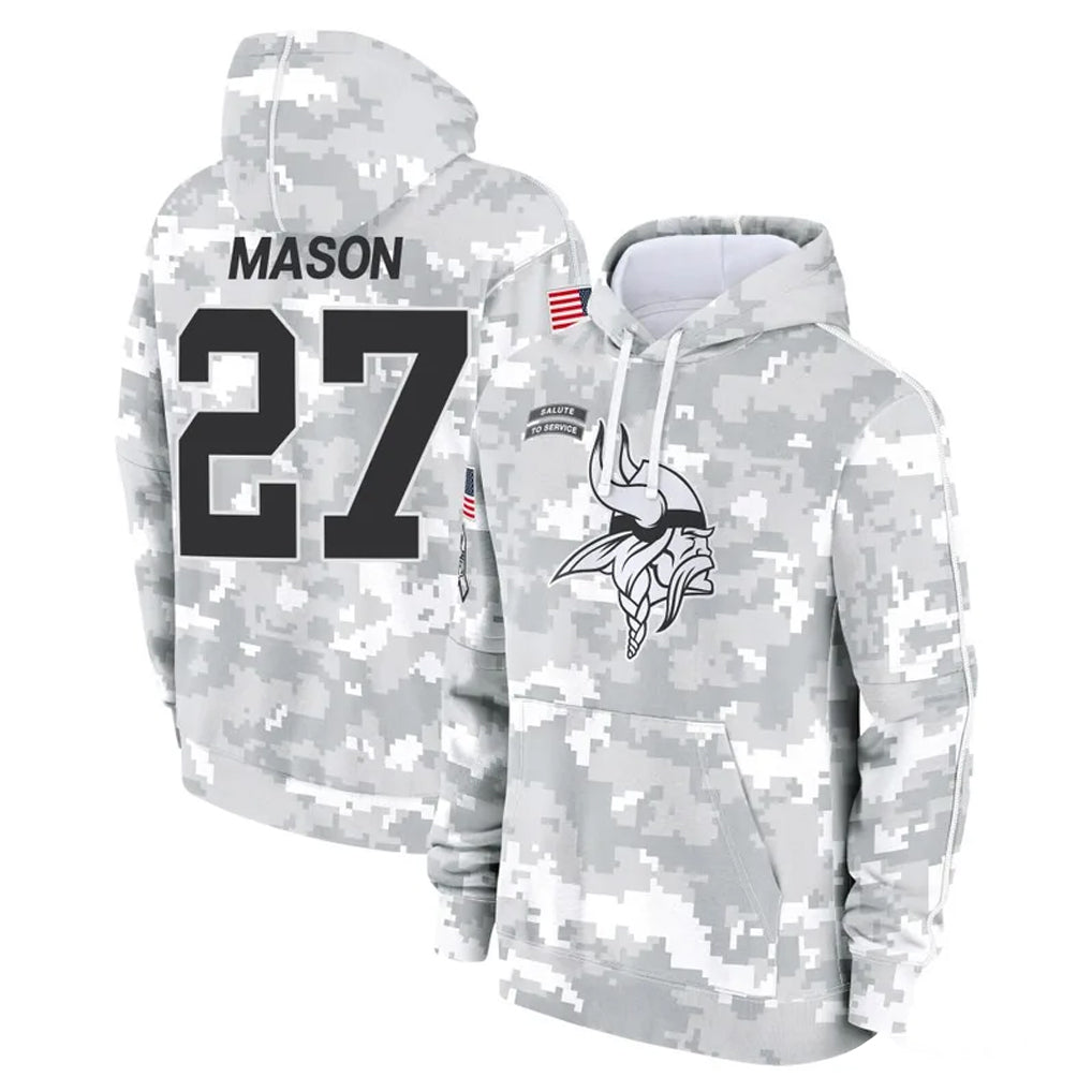 Choea MN.Vikings #27 Jordan Mason Player Arctic Camo Salute to Service Pullover Hoodies Limited Game Stitched Jerseys