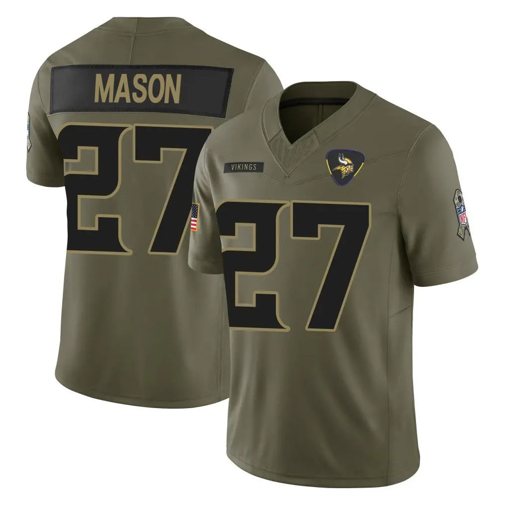 Choea MN.Vikings #27 Jordan Mason Player Olive 2025 Salute To Service Limited Game Stitched Jerseys