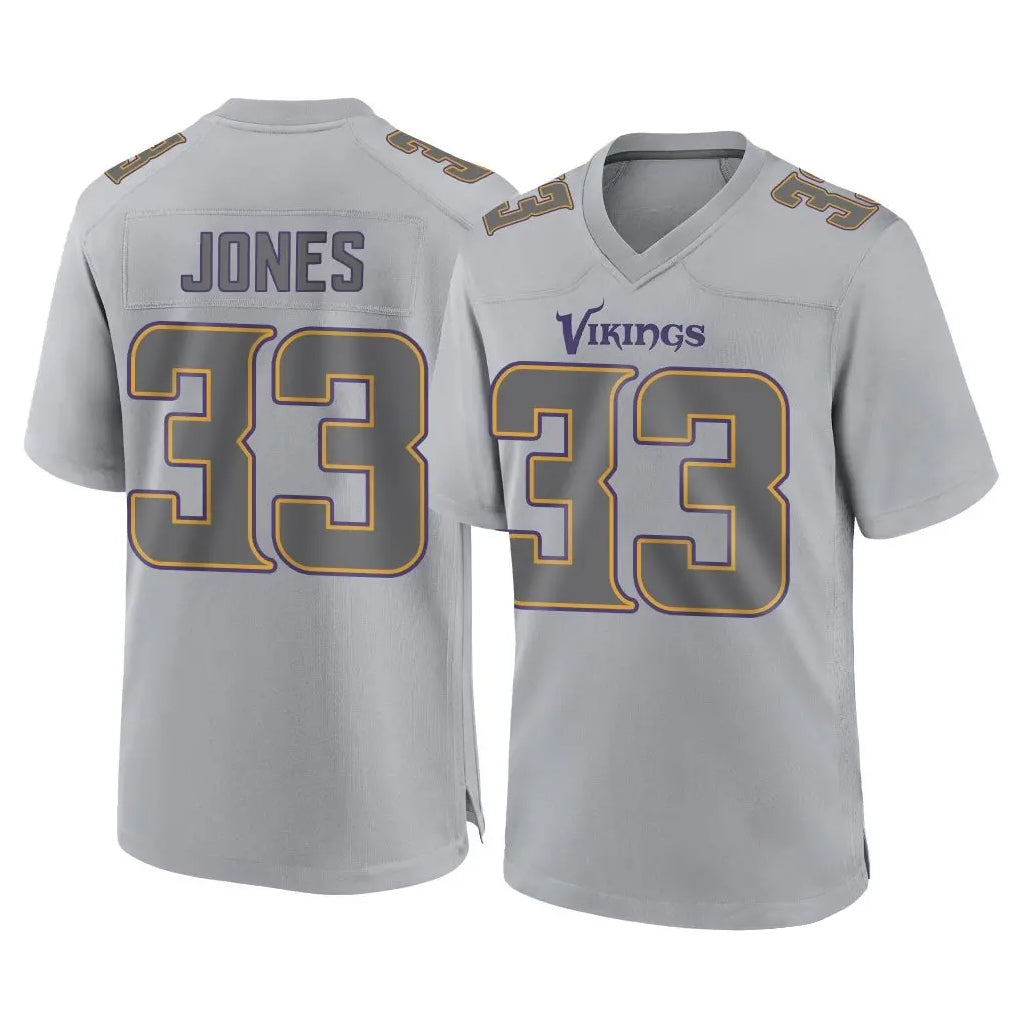 Choea MN.Vikings #33 Aaron Jones Sr. Player Gray Atmosphere Fashion Home Game Stitched Jerseys