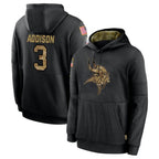Choea MN.Vikings #3 Jordan Addison Player Black Salute to Service Hoodies Limited Game Stitched Jerseys
