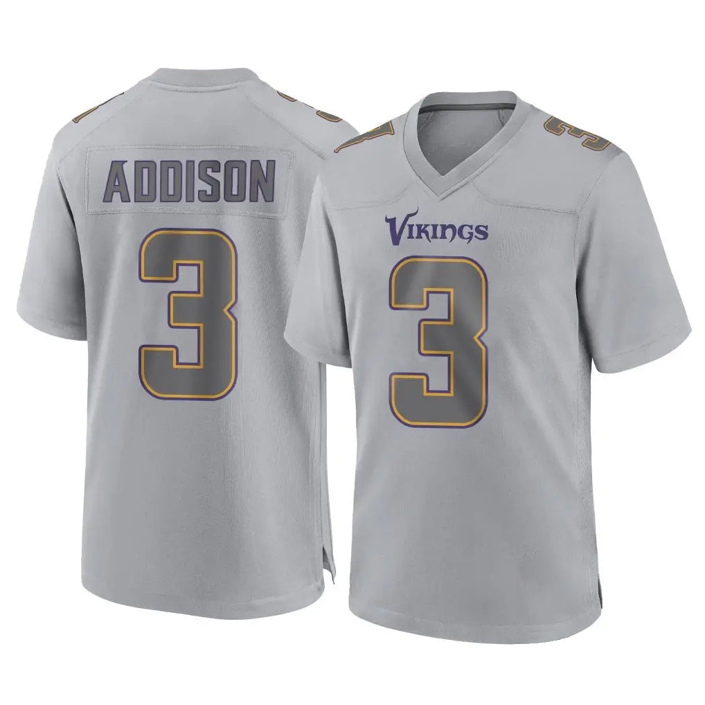 Choea MN.Vikings #3 Jordan Addison Player Gray Atmosphere Fashion Home Game Stitched Jerseys