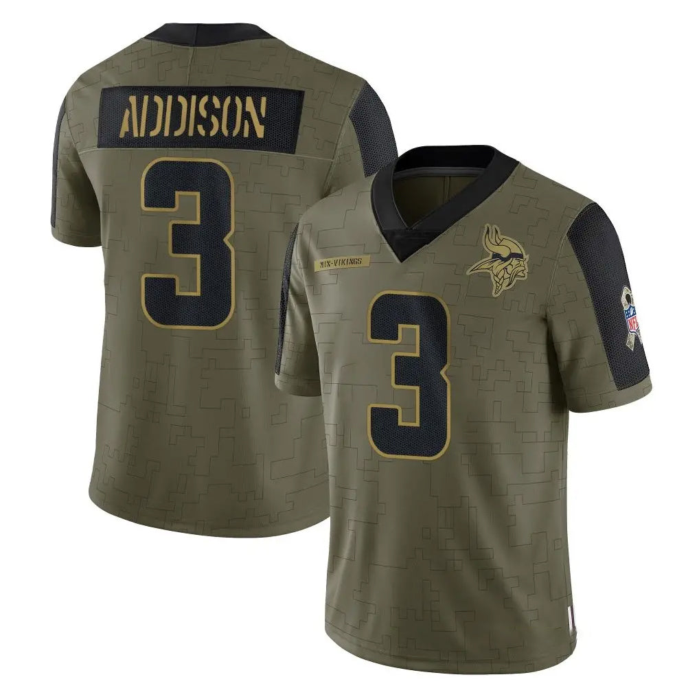 Choea MN.Vikings #3 Jordan Addison Player Olive Salute To Service Limited Game Stitched Jerseys