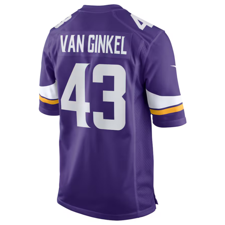 Choea MN.Vikings #43 Andrew Van Ginkel Purple Team Game Jersey Stitched American Stitched Jerseys