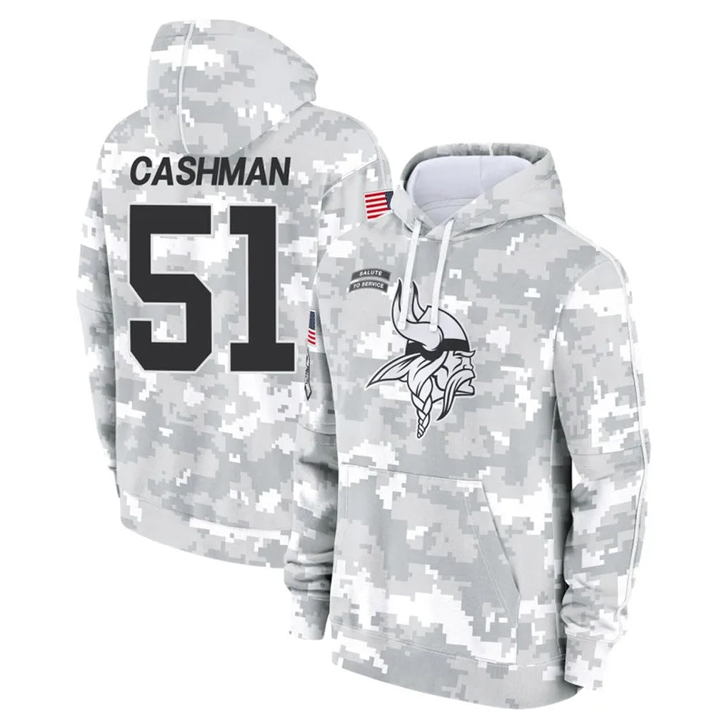 Choea MN.Vikings #51 Blake Cashman Player Arctic Camo Salute to Service Pullover Hoodies Limited Game Stitched Jerseys