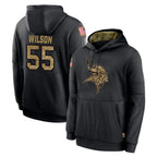 Choea MN.Vikings #55 Eric Wilson Player Black Salute to Service Hoodies Limited Game Stitched Jerseys
