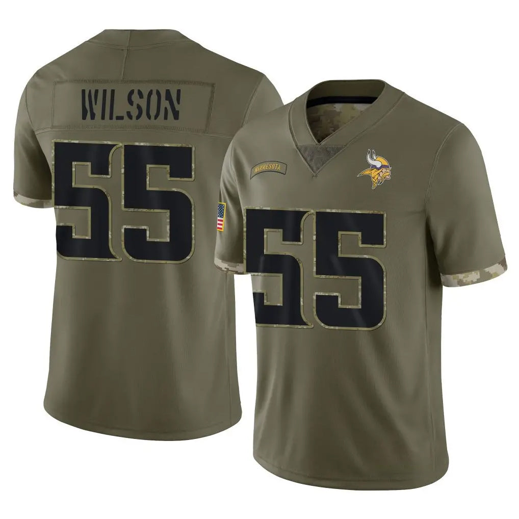 Choea MN.Vikings #55 Eric Wilson Player Olive Salute To Service Limited Stitched Jerseys
