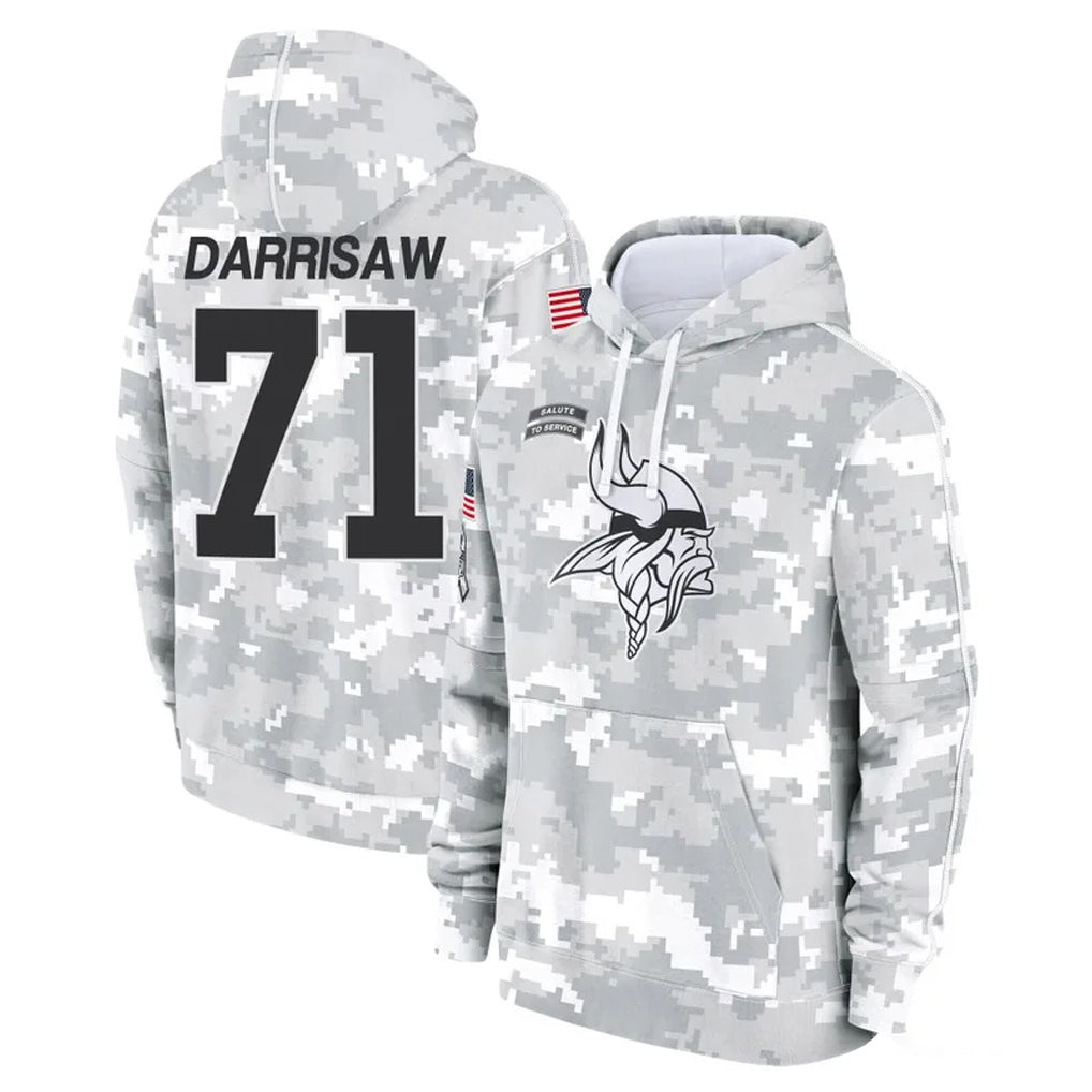 Choea MN.Vikings #71 Christian Darrisaw Player Arctic Camo Salute to Service Pullover Hoodies Limited Game Stitched Jerseys