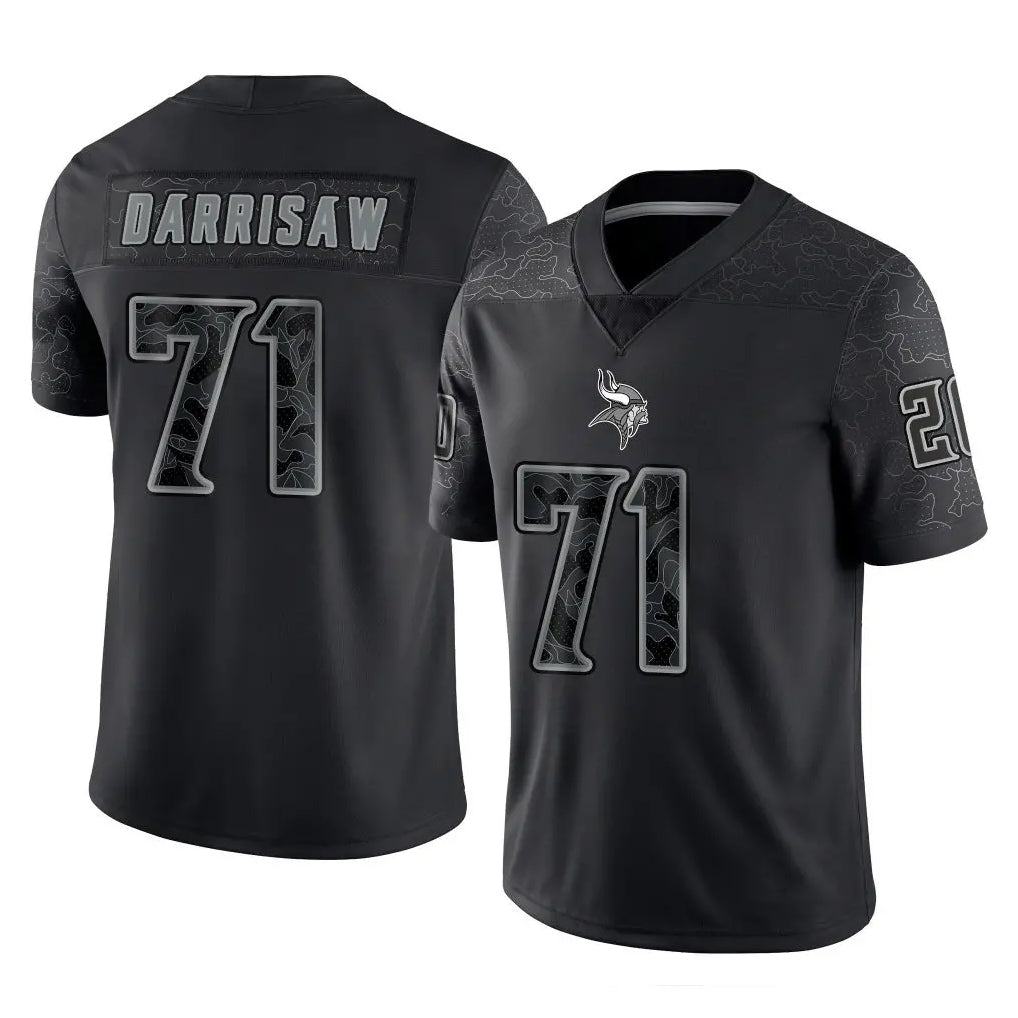 Choea MN.Vikings #71 Christian Darrisaw Player Black Reflective LImited Home Game Stitched Jerseys