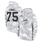 Choea MN.Vikings #75 Brian O'Neill Player Arctic Camo Salute to Service Pullover Hoodies Limited Game Stitched Jerseys