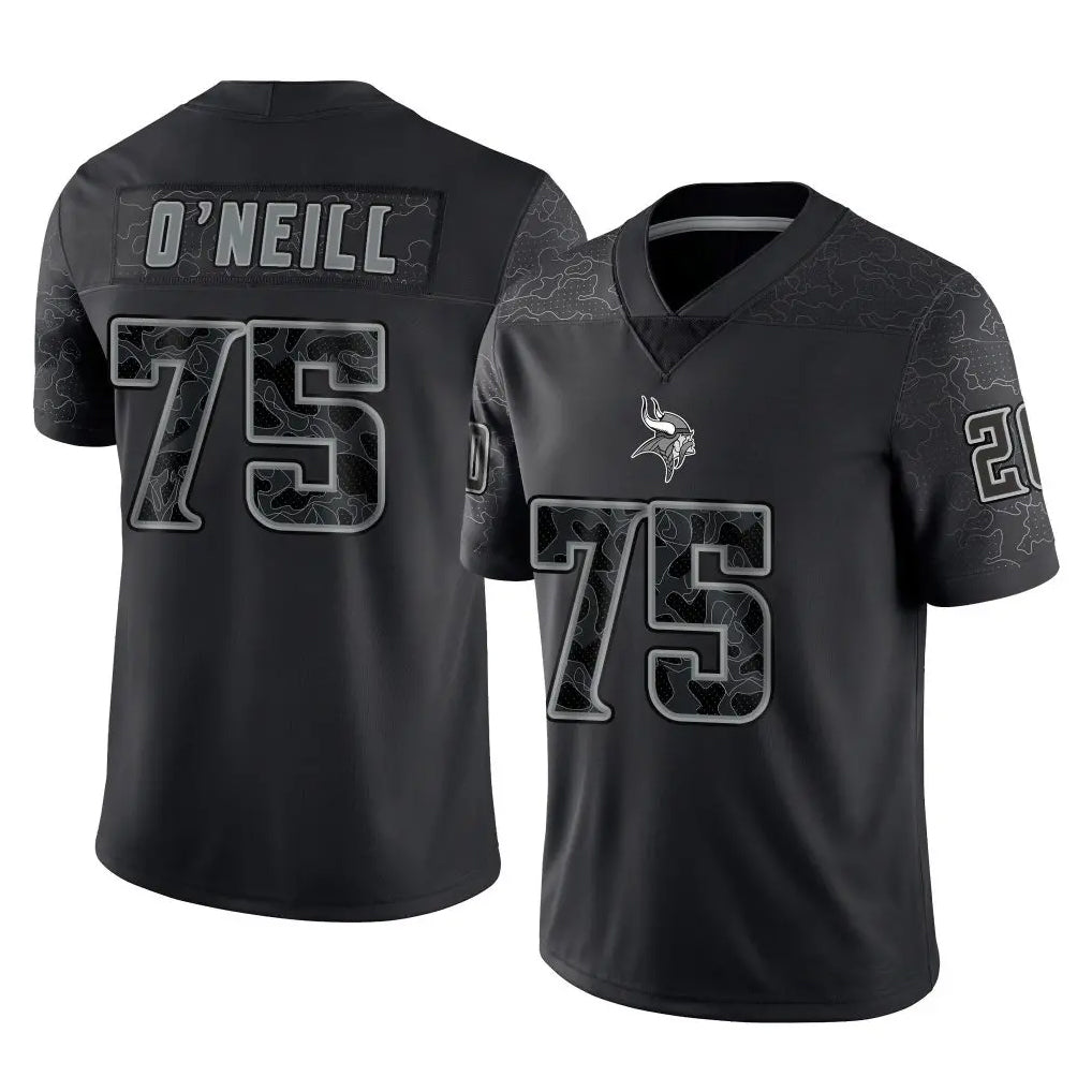 Choea MN.Vikings #75 Brian O'Neill Player Black Reflective LImited Home Game Stitched Jerseys
