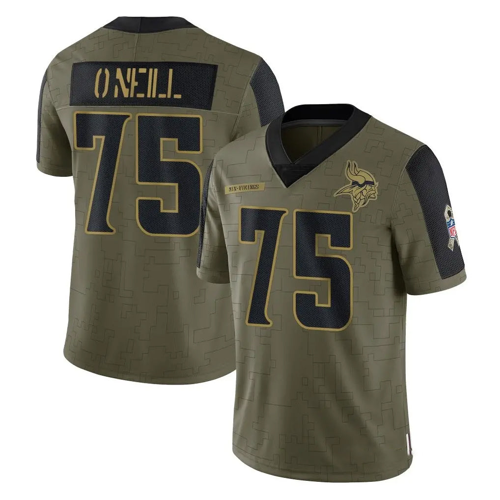 Choea MN.Vikings #75 Brian O'Neill Player Olive Salute To Service Limited Game Stitched Jerseys