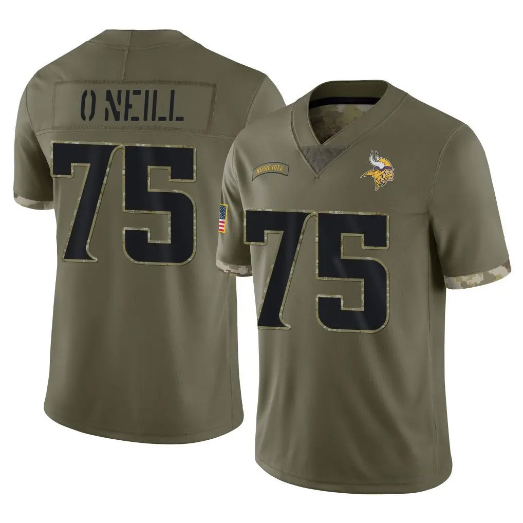 Choea MN.Vikings #75 Brian O'Neill Player Olive Salute To Service Limited Stitched Jerseys