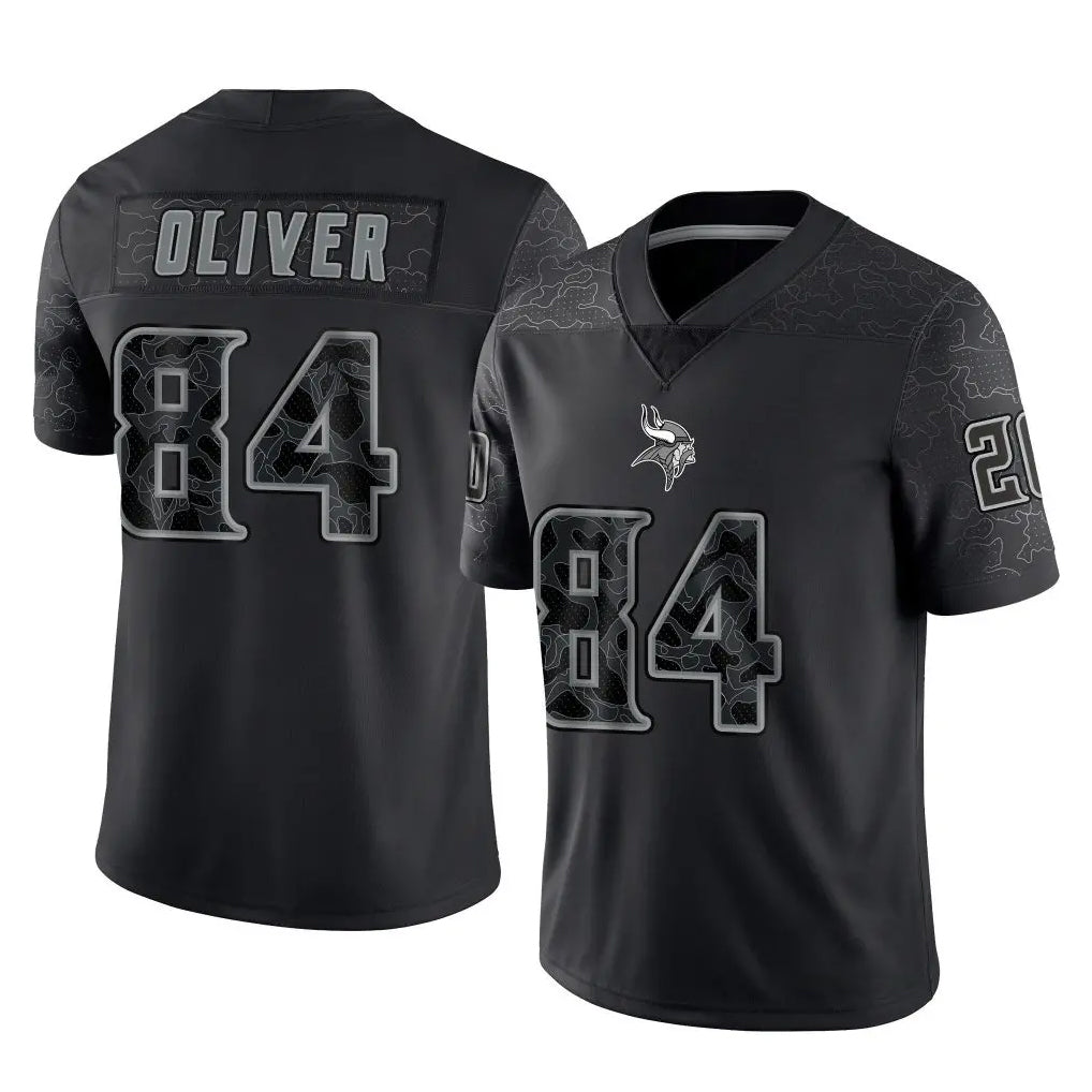 Choea MN.Vikings #84 Josh Oliver Player Black Reflective LImited Home Game Stitched Jerseys