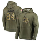 Choea MN.Vikings #84 Josh Oliver Player Olive Salute to Service Pullover Hoodies Home Game Stitched Jerseys