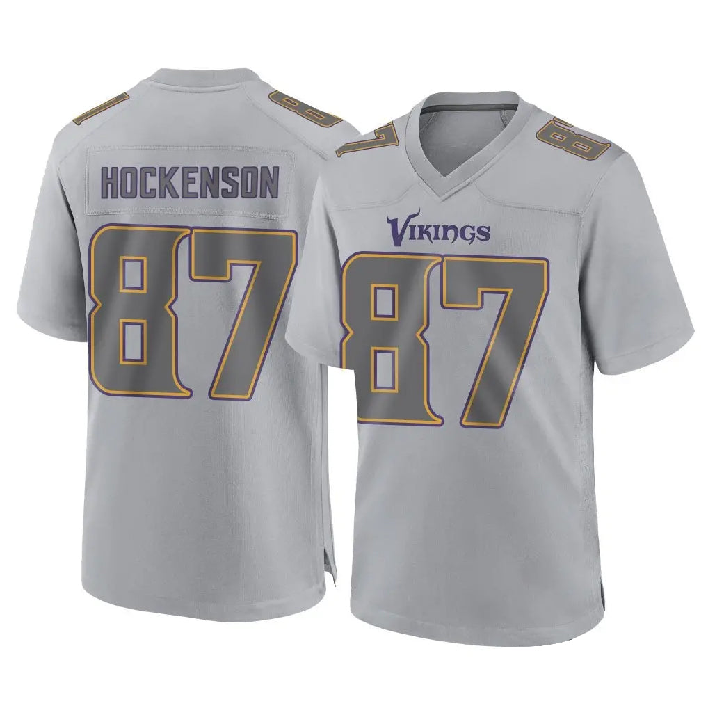 Choea MN.Vikings #87 T.J. Hockenson Player Gray Atmosphere Fashion Home Game Stitched Jerseys