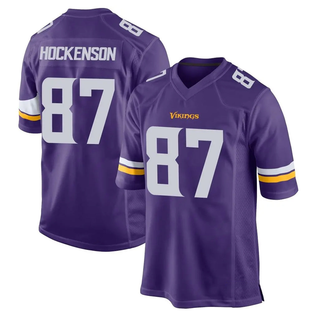 Choea MN.Vikings #87 T.J. Hockenson Player Purple Home Game Stitched Jerseys