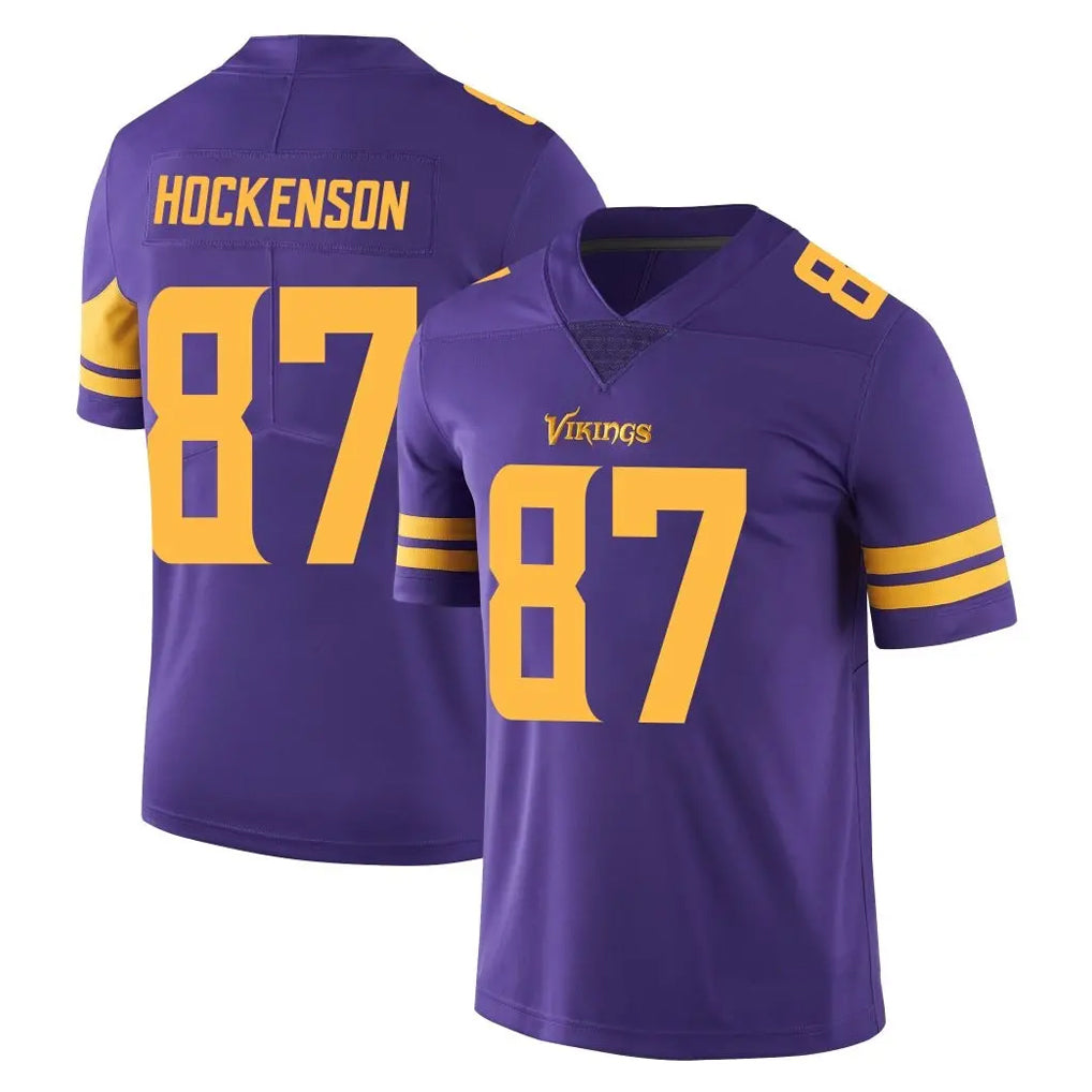Choea MN.Vikings #87 T.J. Hockenson Player Purple Limited Color Rush Home Game Stitched Jerseys