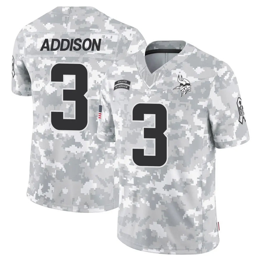 Choea MN.Vikings #3 Jordan Addison Player Arctic Camo Salute to Service Limited Stitched Jerseys