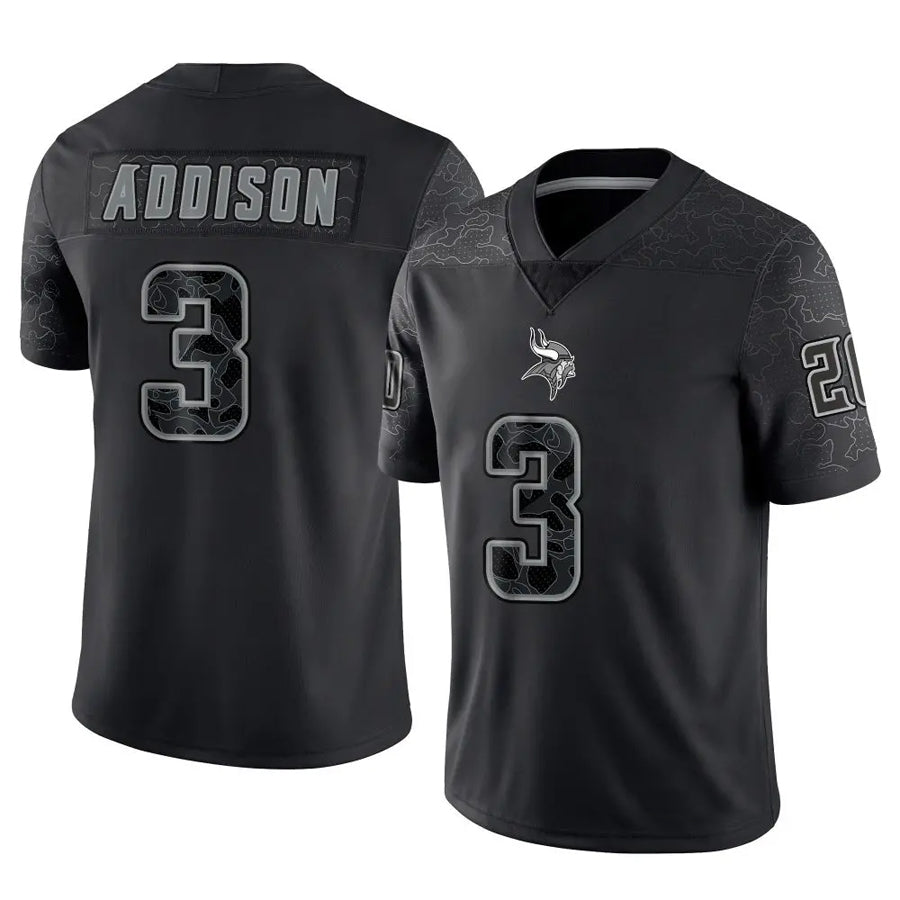 Choea MN.Vikings #3 Jordan Addison Player Black REFLECTIVE Limited Stitched Jerseys