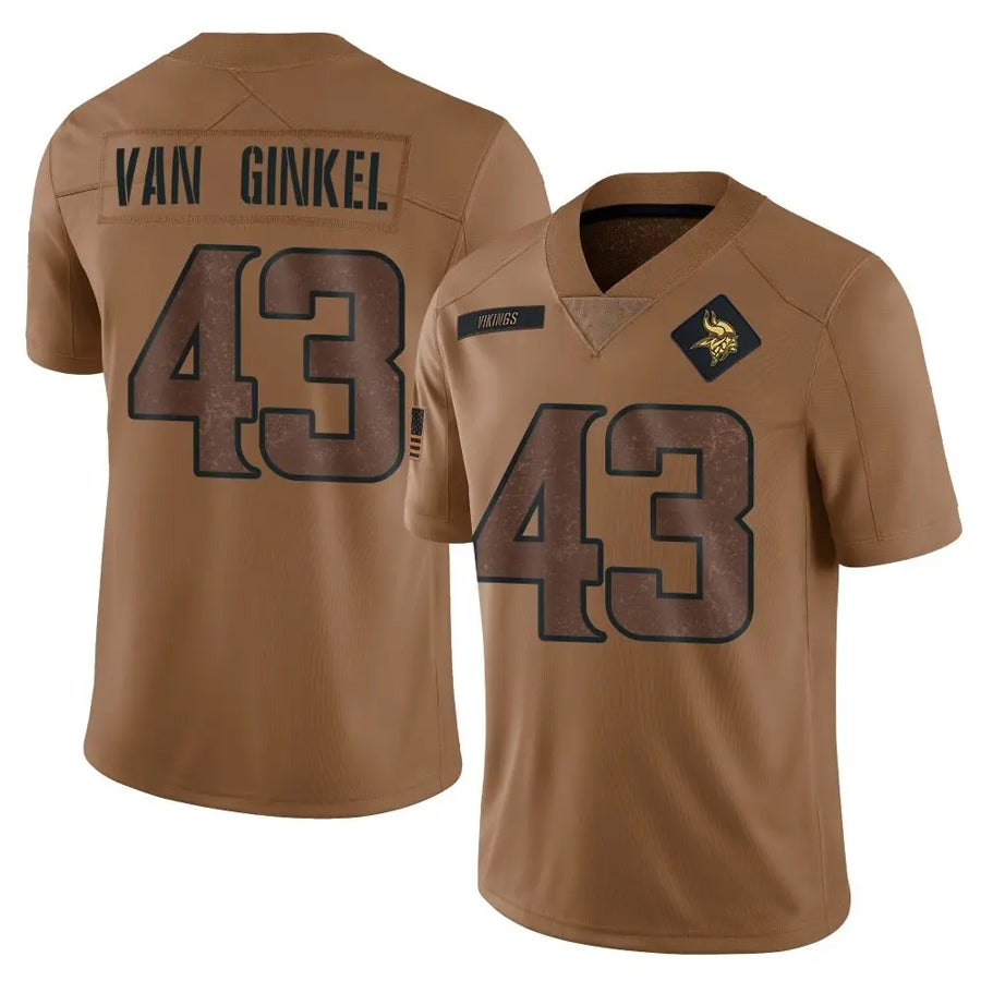 Choea MN.Vikings #43 Andrew Van Ginkel Player Brown Salute To Service Limited Stitched Jerseys