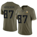 Choea MN.Vikings #87 T.J. Hockenson Player Salute To Service Limited Olive Stitched Jerseys