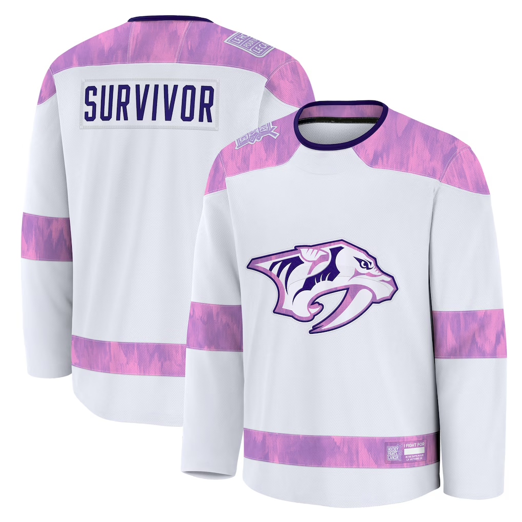 Choea N.Predators White Hockey Fights Cancer Survivor Practice Jerseys