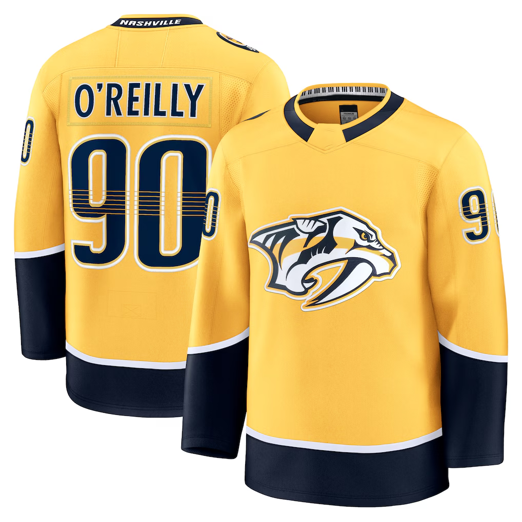 Choea N.Predators #90 Ryan O'Reilly Yellow Home Premium Jerseys