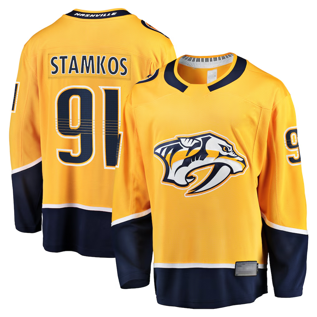 Choea N.Predators #91 Steven Stamkos Gold Home Premier Breakaway Player Jerseys