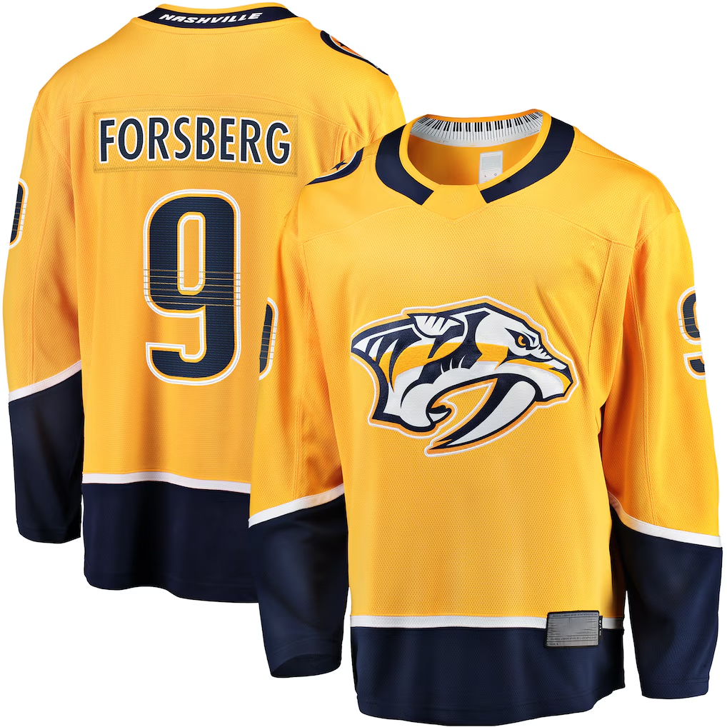 Choea N.Predators #9 Filip Forsberg Gold Home Breakaway Jerseys