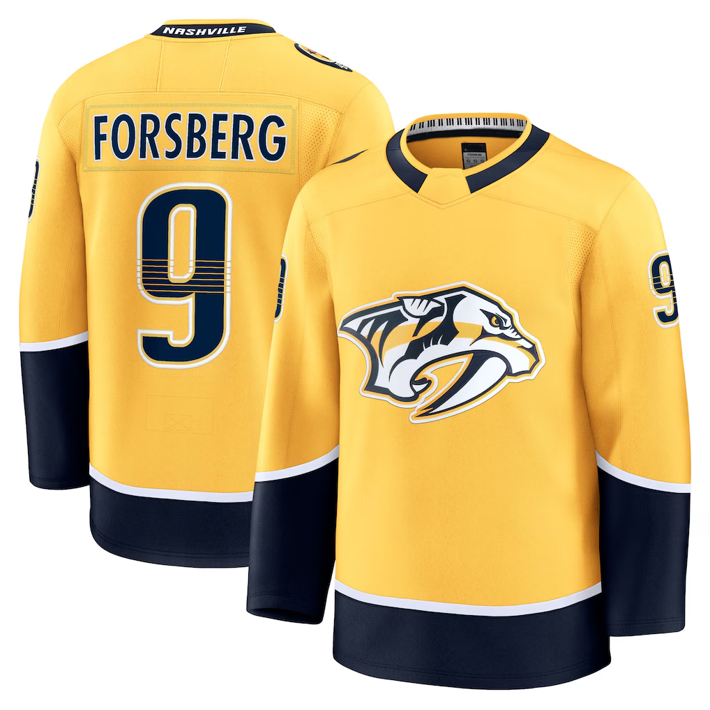Choea N.Predators #9 Filip Forsberg Gold Home Premium Jerseys