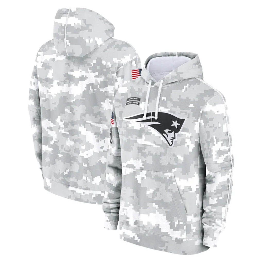 Choea NE.Patriots Arctic Camo Salute to Service Pullover Hoodies Limited Game Blank Player Stitched Jerseys