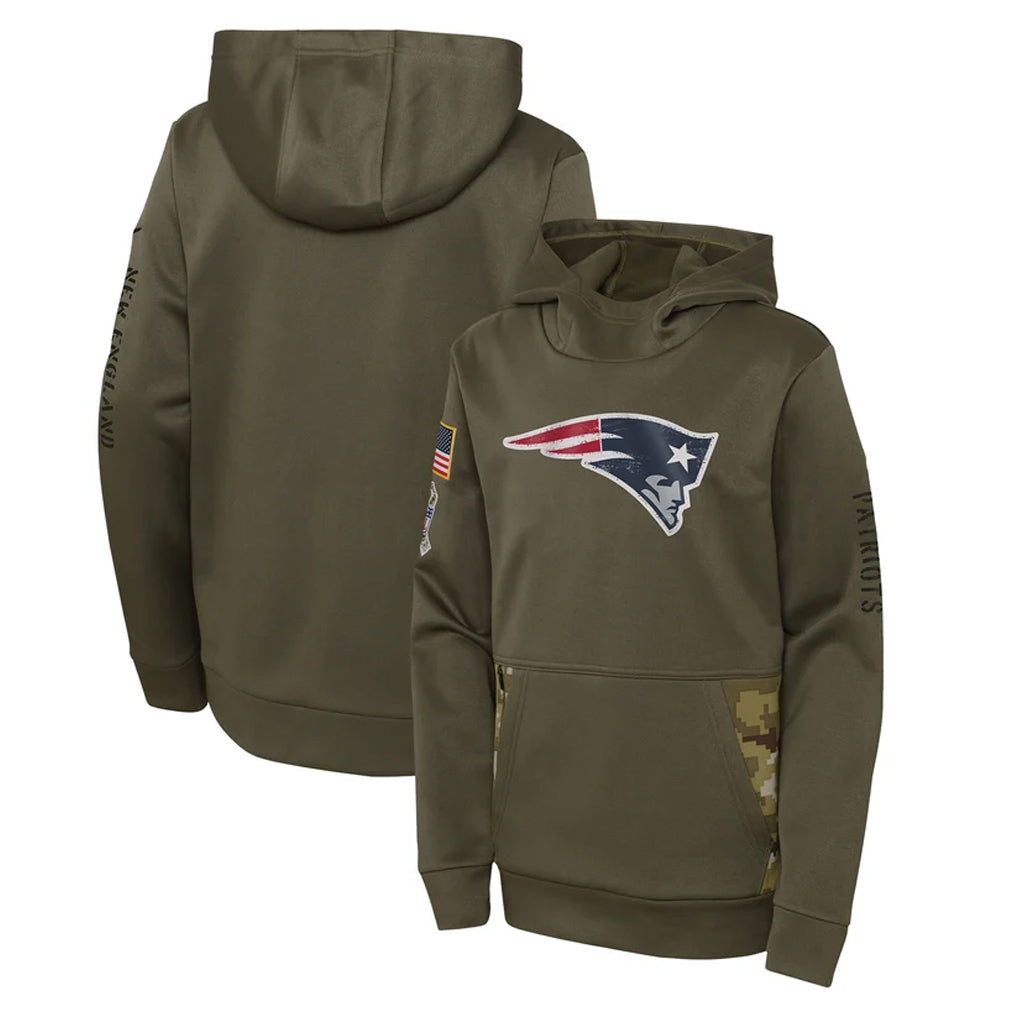 Choea NE.Patriots Olive Salute to Service Pullover Hoodies Home Game Blank Player Stitched Jerseys