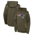 Choea NE.Patriots Olive Salute to Service Pullover Hoodies Home Game Blank Player Stitched Jerseys