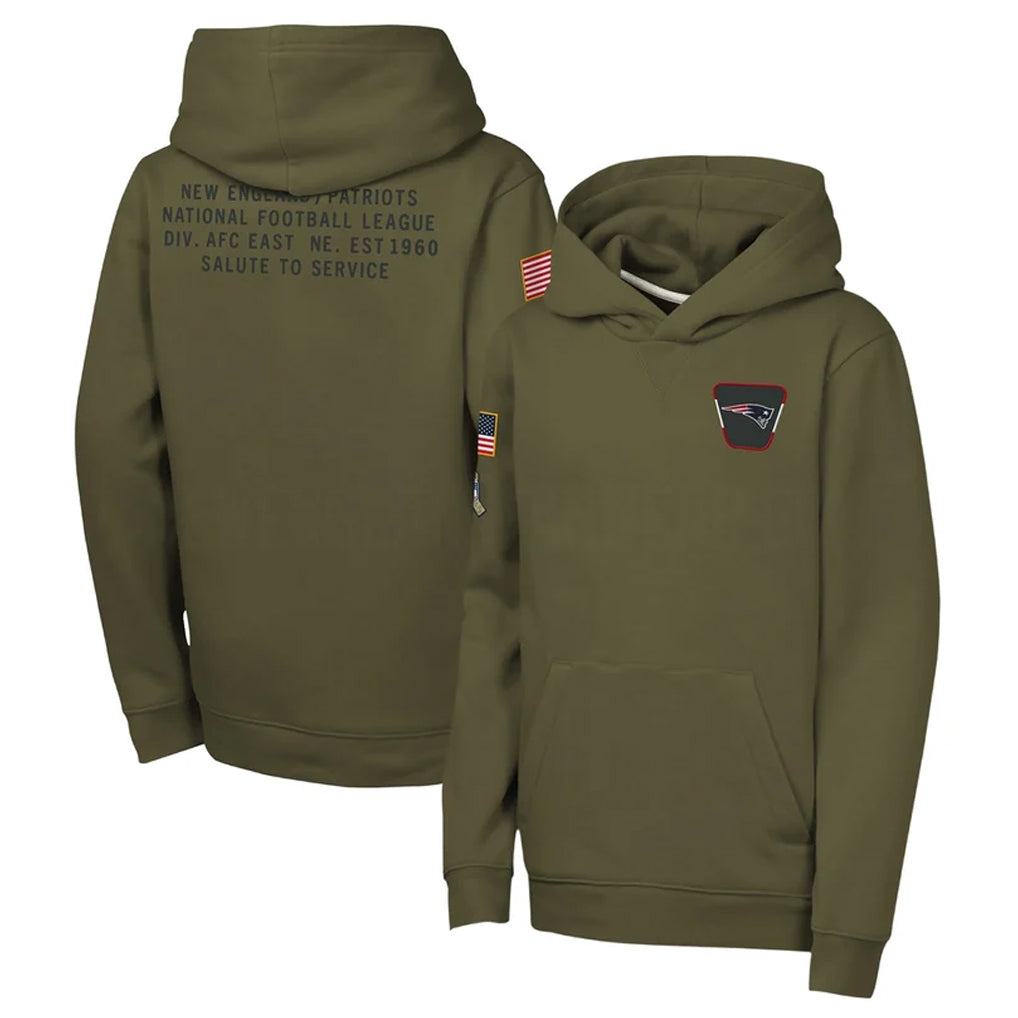 Choea NE.Patriots Olive Salute to Service Pullover Hoodies Limited Blank Player Stitched Jerseys