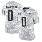 Choea NE.Patriots #0 Christian Gonzalez Player Arctic Camo Salute To Service Limited Game Stitched Jerseys