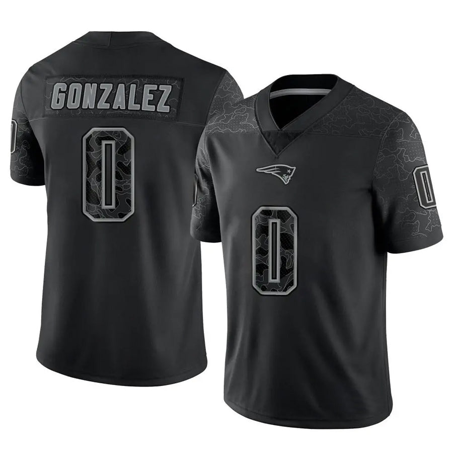 Choea NE.Patriots #0 Christian Gonzalez Player Black Reflective Limited Stitched Jerseys