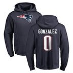 Choea NE.Patriots #0 Christian Gonzalez Player Navy LOGO Pullover Hoodies Home Game Stitched Jerseys