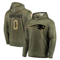 Choea NE.Patriots #0 Christian Gonzalez Player Olive Salute to Service Pullover Hoodies Home Game Stitched Jerseys