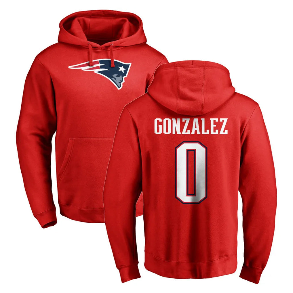 Choea NE.Patriots #0 Christian Gonzalez Player Red LOGO Pullover Hoodies Home Game Stitched Jerseys